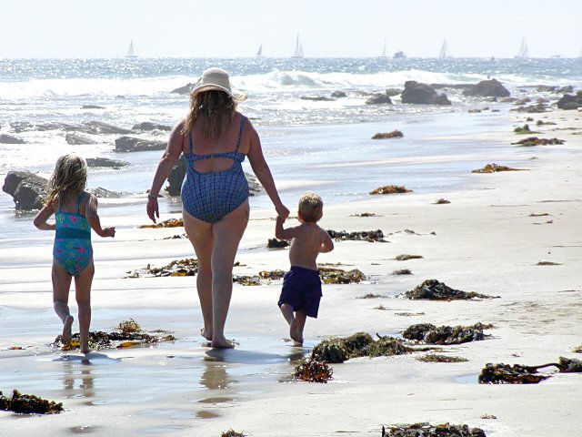 Walking along the beach