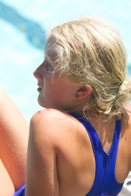 Sara at poolside