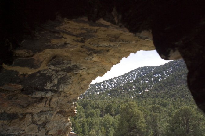 Snowy hills behind the charcoal kilns