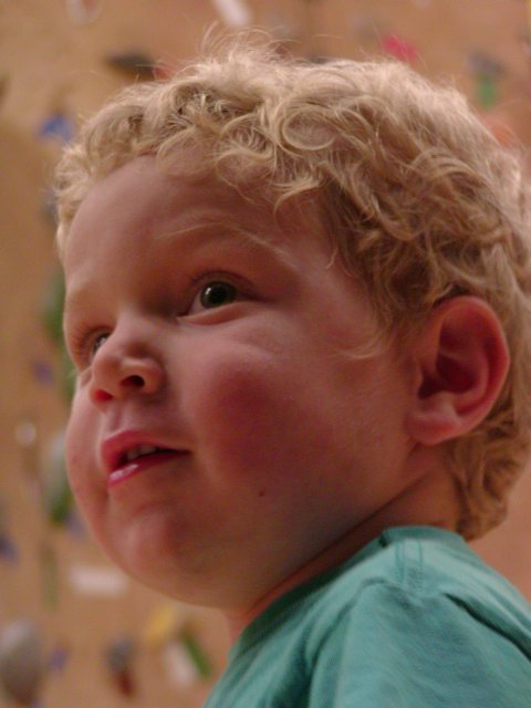 Timothy and the climbing wall