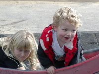 Sara and Timothy on the slide