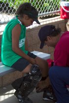 Ashley gets her catcher's gear on