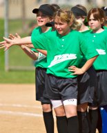 Lined up ready for the team handshake