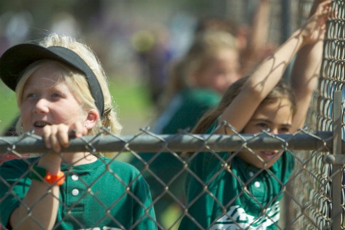 Sara and Crystal in the dugout