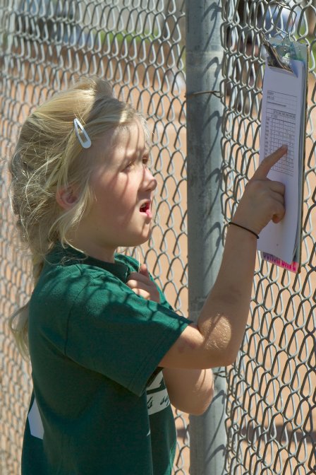 Sara checks her position in the lineup