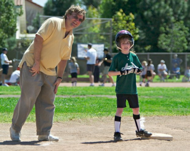 Haley gets some advise from 3rd base coach Bob