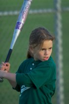 Danielle practicing batting