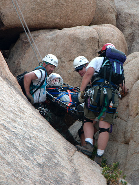 Rescue workers: climbing down