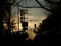 Sunset traffic, downtown Amherst