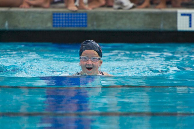 Sara doing the breaststroke, I