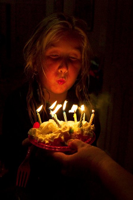 Nine candles in a sundae