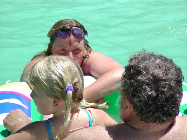 Sara, Diana, and Richard swimming