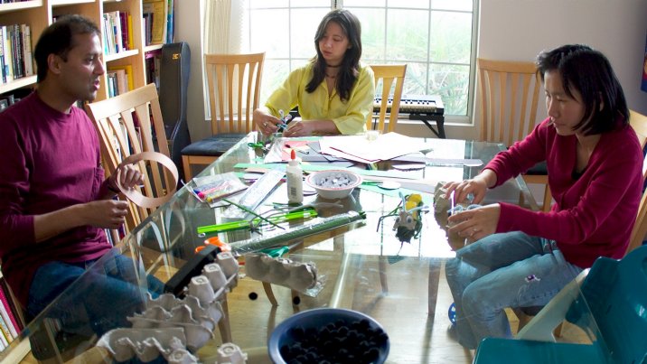 Parents doing crafts