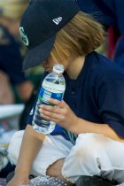 Alana takes a water break