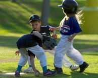 Kiley and Max try to make a play at third