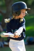 Kiley follows through on a swing