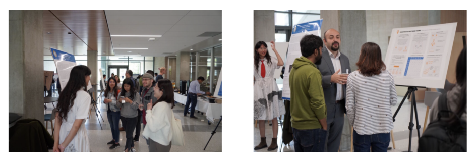 Students, faculty and industry leaders mingle during the poster session.