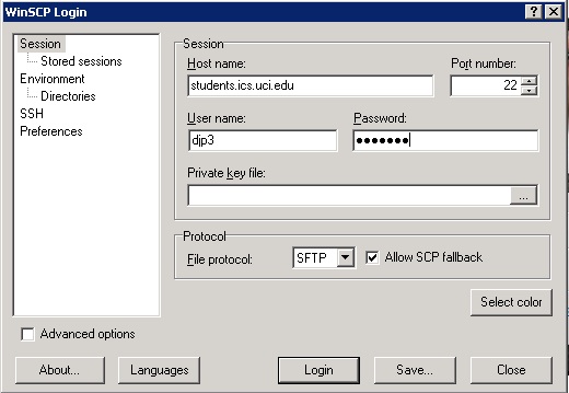 winscp login