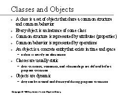 Classes and Objects