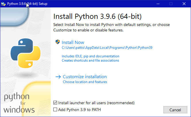 install image python